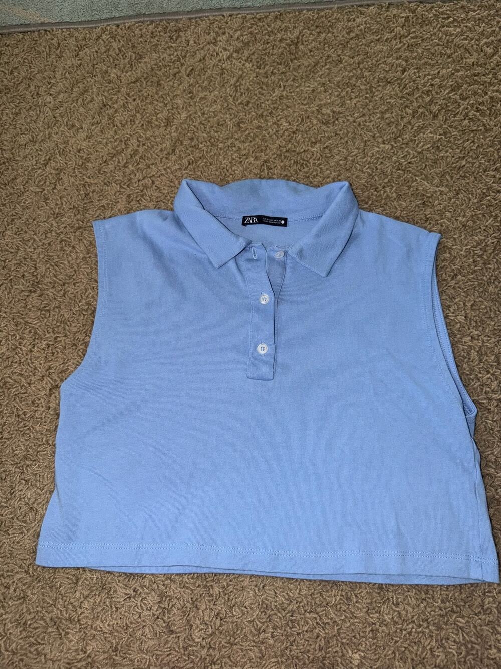 women's Zara sleeveless cropped polo shirt Small